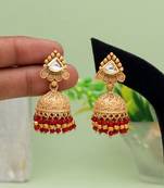 Maroon color matte gold earrings