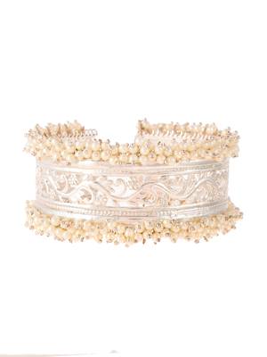 Silver plated pearl handcrafted cuff bracelet 3
