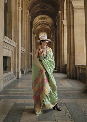 Light Green silk blend Weaving Work Saree 1