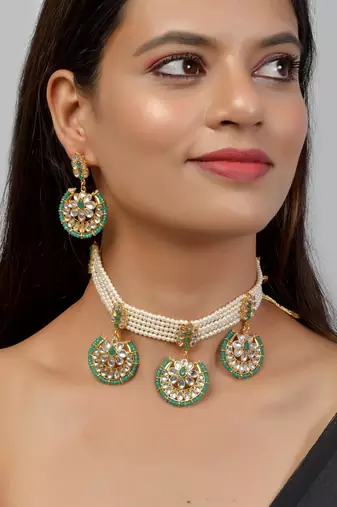 Pearl choker jewellery set