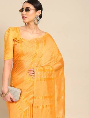 Riva enterprise women's banarasi cotton shaded saree with zari sequin weaving saree 1