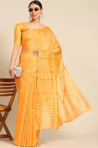 Riva enterprise women's banarasi cotton shaded saree with zari sequin weaving saree
