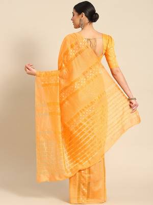 Riva enterprise women's banarasi cotton shaded saree with zari sequin weaving saree 3