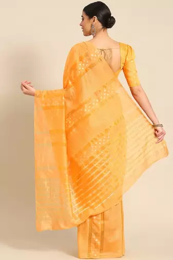 Riva enterprise women's banarasi cotton shaded saree with zari sequin weaving saree