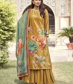 Stylee lifestyle mustard velvet digital printed dress material
