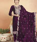 wine velvet embroidered dress material