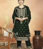 green velvet embroidered dress material