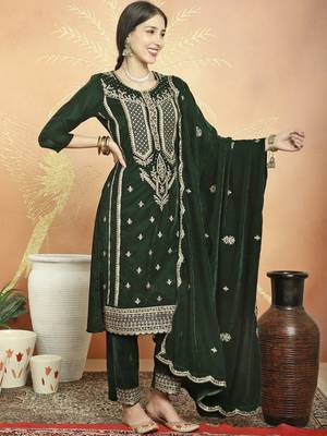 green velvet embroidered dress material 4