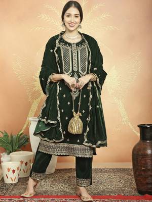 green velvet embroidered dress material 5