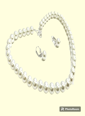 Runjhun white peral beaded jewellery set for womens & girls 1