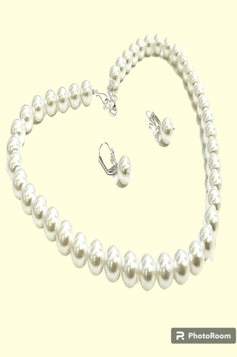 Runjhun white peral beaded jewellery set for womens & girls