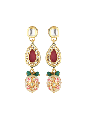 Runjhun traditional kundan & pearl studded necklace jewellery set for women 4