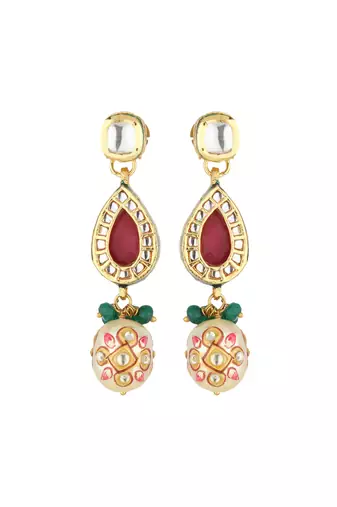 Runjhun traditional kundan & pearl studded necklace jewellery set for women