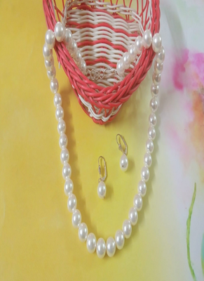Runjhun white peral beaded jewellery set for womens & girls 2