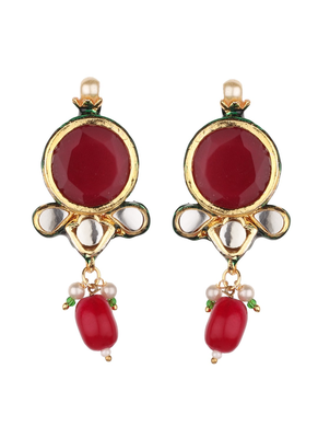 Runjhun multicolored brass gold plated navratna kundan necklace set for womens & girls 4