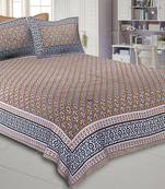 Texstylers cotton printed 84 x 94 inches jaipuri queen bedsheet with 2 pillow covers