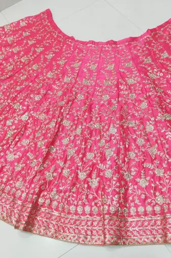 Meghalya Art Silk Thread Embroidered Hot Pink Bridal Lehenga Choli