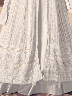White Georgette Sequins Embroidered Wedding Wear Skirt Kameez 3
