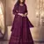 Wine Georgette Sequins Embroidered Wedding Wear Skirt Kameez