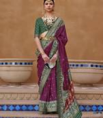 Elora Woven Designed Patola Silk Blend Saree (Magenta)