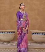 Elora Woven Designed Patola Silk Blend Saree (Babypink)