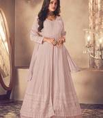 Light Pink Georgette Sequins Embroidered Wedding Wear Skirt Kameez
