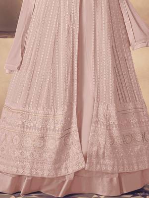 Light Pink Georgette Sequins Embroidered Wedding Wear Skirt Kameez 3