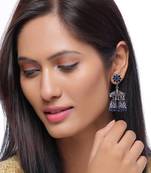 Oxidised silver plated jhumki with red beads