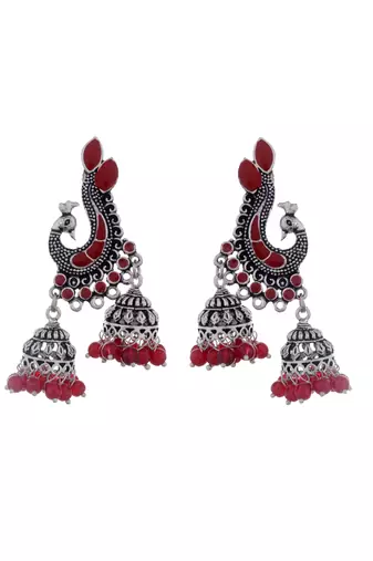 Designer peacock jhumki earrings
