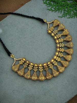 Gold plated oxidised handcrafted necklace 1