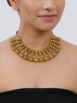 Gold plated oxidised handcrafted necklace 2