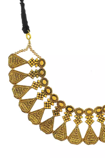 Gold plated oxidised handcrafted necklace