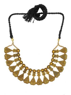 Gold plated oxidised handcrafted necklace 4