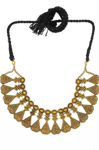 Gold plated oxidised handcrafted necklace