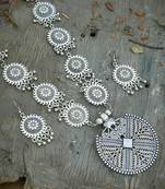 Long temple oxidised necklace for women