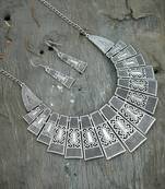Silver plated oxidised western necklace