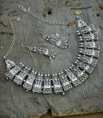 Temple oxidised silver plated necklace