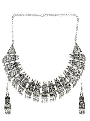 Temple oxidised silver plated necklace 3