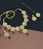Handcrafted gold plated kundan jewellery set