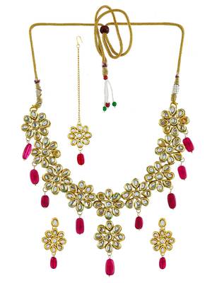 Handcrafted gold plated kundan jewellery set 3