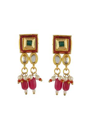 Traditional gold-plated red kundan jewellery set for women 4