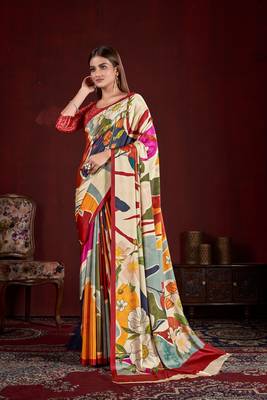 Premium Crepe Soft Silk Premium Digital Printed Saree 1