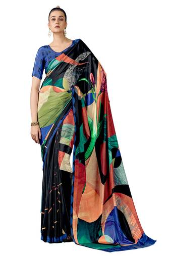 Premium Digital Printed Crepe Silk Blend Saree