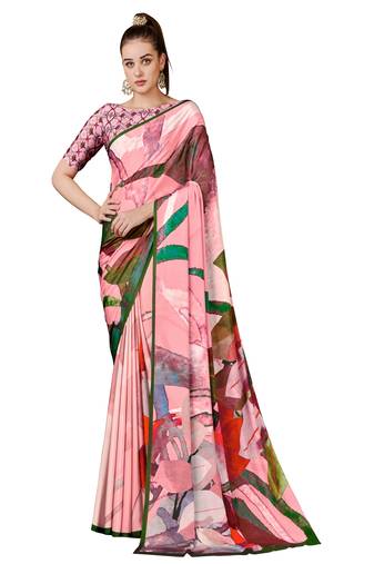 Premium Digital Printed Crepe Silk Blend Saree