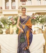 Elora ethnic wear printed patola silk saree (mustard)