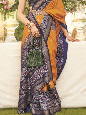 Elora ethnic wear printed patola silk saree (mustard) 4