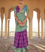 Elora  Gold Printed Patola Silk Blend Saree For Women (Purple)