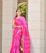 Magenta Bandhani Saree Set Without Blouse