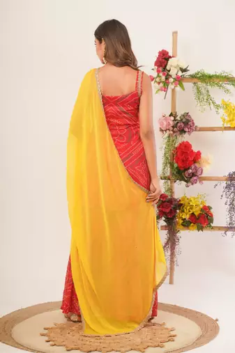 Red bandhani sharara set with dupatta