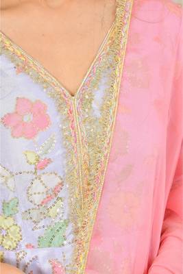 Metallic floral anarkali kurti with dupatta 3